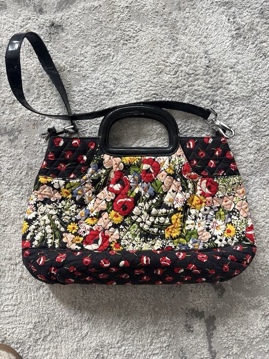 Vera Bradley Handbags - Vera Bradley Black Poppy Fields Quilted Bag